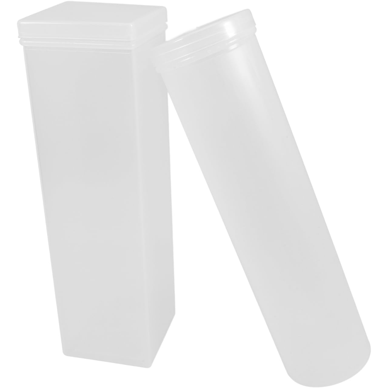 BESTonZON 2 Pcs Clear Plastic Cracker Container for Dry Food Storage, Airtight Saltine Keeper and Round Cookie Holder Box, Squar