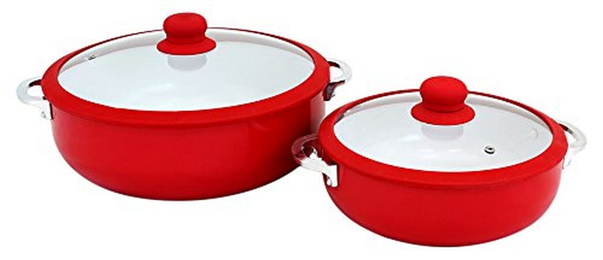 IMUSA USA Ceramic Nonstick Caldero Set 2-Piece, Red