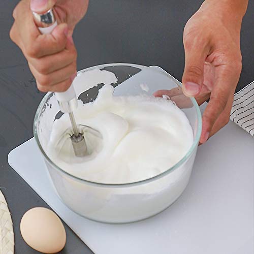 Stainless Steel Semi-Automatic Egg Whisk - 3Pcs Hand Push Rotary Whisk Blender (10In Red)