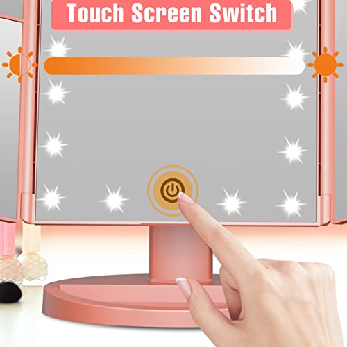 FASCINATE Lighted Makeup Mirror, Feature 21 Bright LED Lights, Dimmable Brightness, One Touch Power Switch, Multiple Magnifying