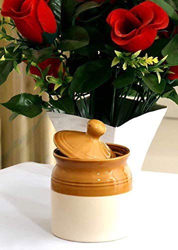 Bk Starline Ceramic Handmade Pickle Jar Set With Lid, Dining Table Pickels Containers And An Ideal Gift For Family (250Ml) (Pack