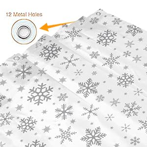 Spxubz Grey Snowflake Shower Curtain Christmas Winter Holiday Shower Curtains White Waterproof Bathroom Decor Polyester Fabric C