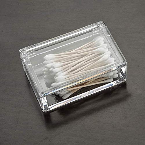 Sizikato Set Of 2 Clear Acrylic Q-Tip Holder Bathroom Cotton Swab Dispenser.