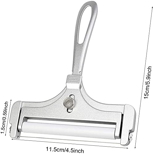 Poualss Stainless Steel Wire Cheese Slicer - Adjustable Thickness Cutter for Soft & Semi-Hard Cheeses, 5.9 x 4.5 inches, Silver