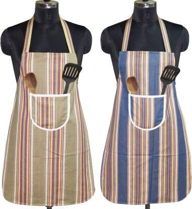 Oscar Home Cotton Home Use Apron  Free Size (Multi Color, Pack Of 2)