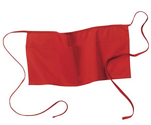 Waist Apron 10'' X 20'' With 3 Pockets And Cotton Ties, Red