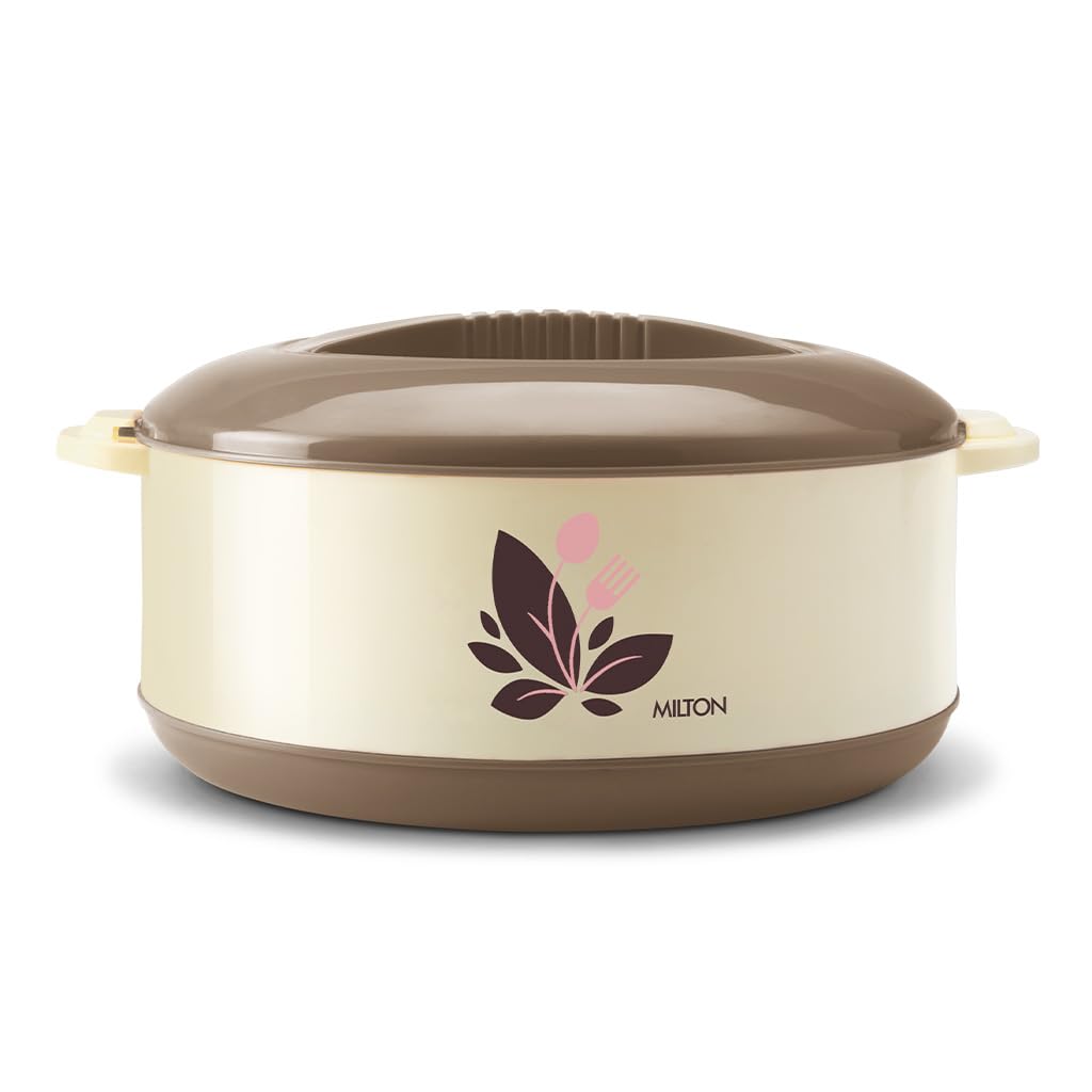 Milton Orchid 3000 Inner Steel Casserole, 2.85 Litres, Light Brown | Pu Insulated | Bpa Free |Odour Proof | Food Grade | Easy To