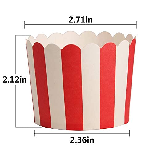 50-Pack Muffin Cups Baking Paper Cup Cupcake Muffins Liners Red And White Stripes Baking Cups, Bottom Dia 2.3 Inch