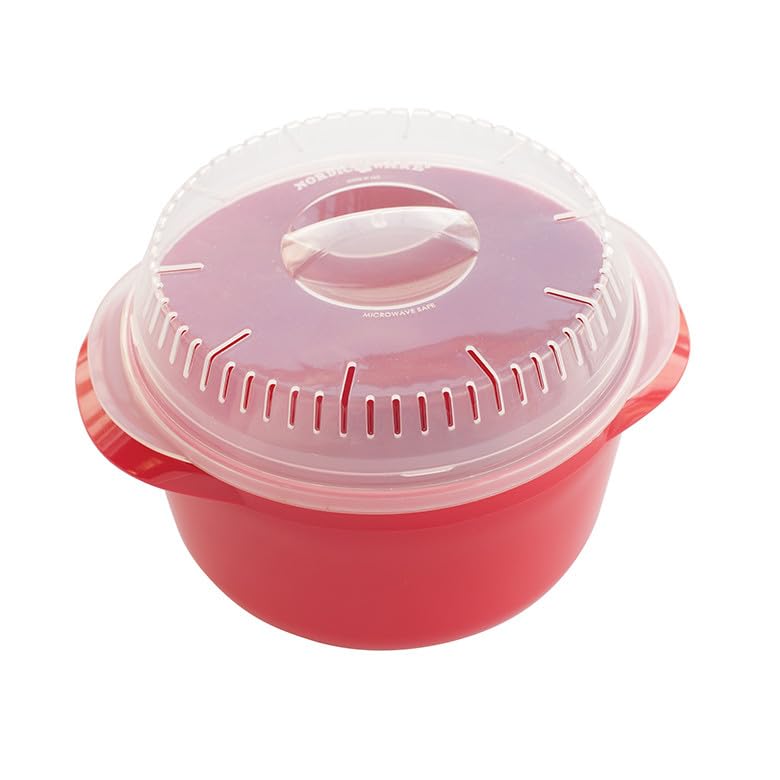 Nordic Ware Microwave Multi-Boiler, 5.5 Cup, Red - Model 68500, Perfect for Quick Cooking and Steaming