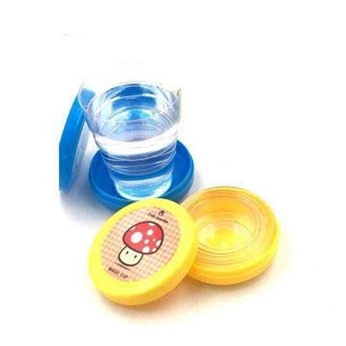GJSHOP Plastic Folding Collapsible Magic Cup Mug Glass for Travel, Outdoors (Standard Size, Multicolour) Set of 2