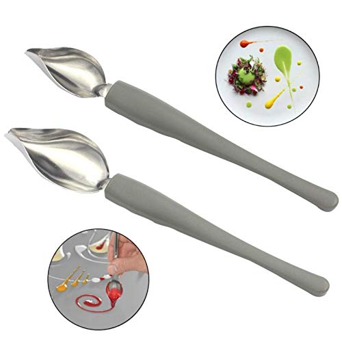 2Pcs Chef Decoration Spoon Decorate Sushi Food Draw Tool Design Sauce Dressing Plate Dessert Bakeware Cake Gastronomy Coffee Spo