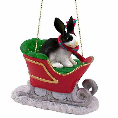 Conversation Concepts Rabbit Sleigh Ride Christmas Ornament Black-White - Delightful!