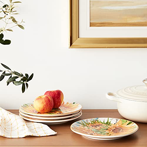 Certified International Sunflower Fields 9'' Salad/Dessert Plates, Multi Colored, Medium, Set Of 4