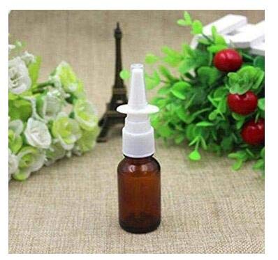 erioctry 3PCS 5ML Empty Refillable Amber Glass Nasal Bottle Pump Cleanser Container for Washing