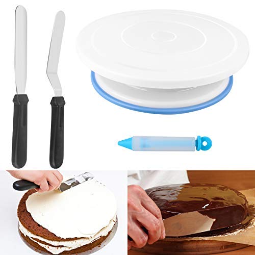 132 Pcs Cake Decorating Supplies Kit With Turntable,48 Pcs Numbered Icing Tips And 3 Pcs Russian Piping Nozzles,12 Pcs Cupcake M