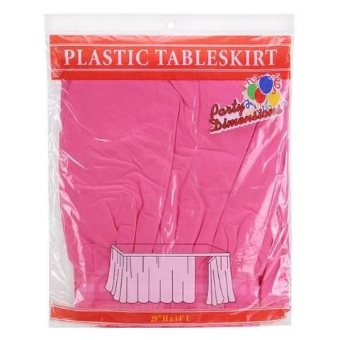 Party Dimensions Plastic Table Skirt, 29-Inches By 14-Feet - Hot Pink - 1 Pack