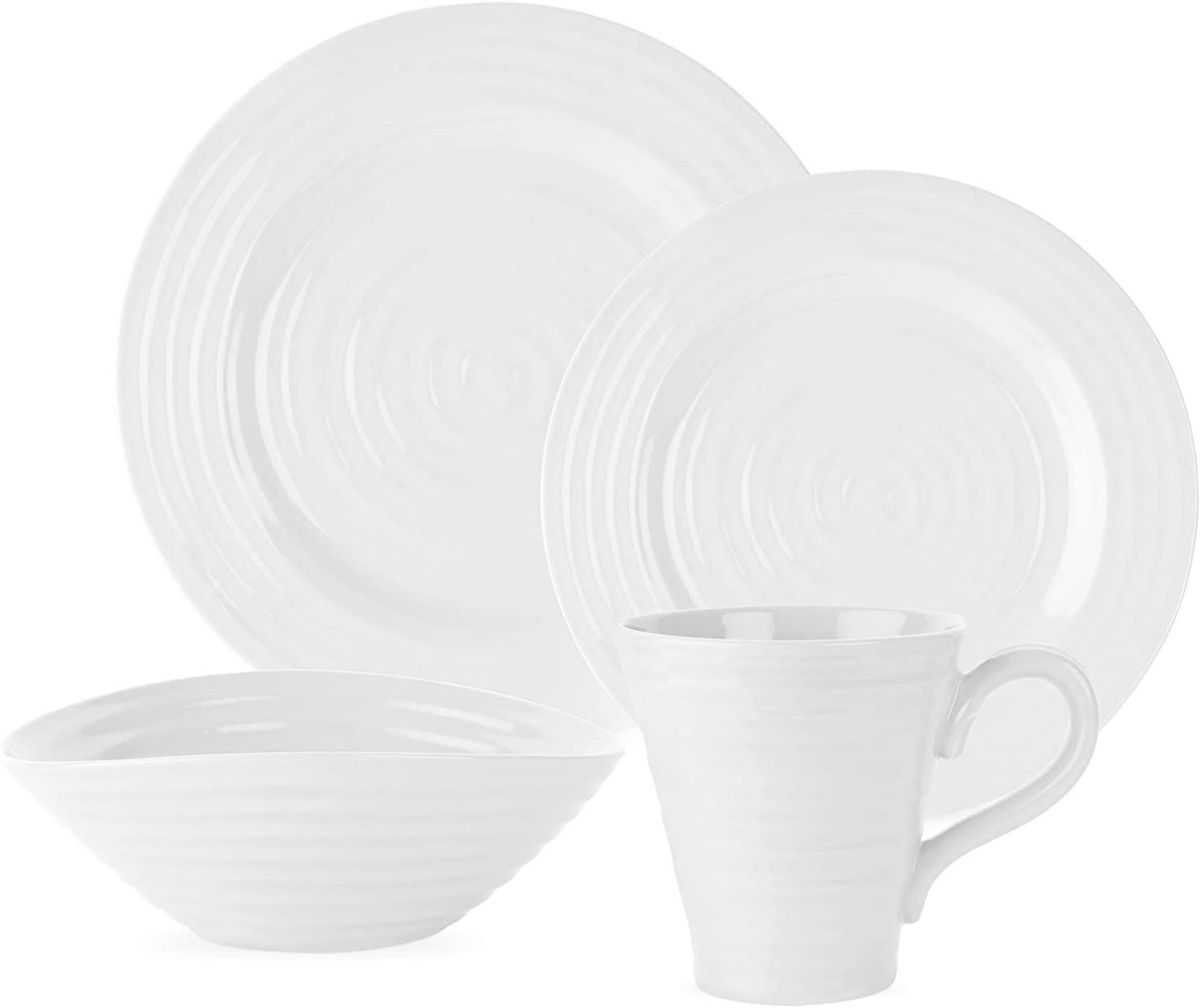 Portmeirion Sophie Conran White 4 Piece Place Setting | Dinner Plate, Salad Plate, Cereal Bowl, and Mug | Made from Porcelain |