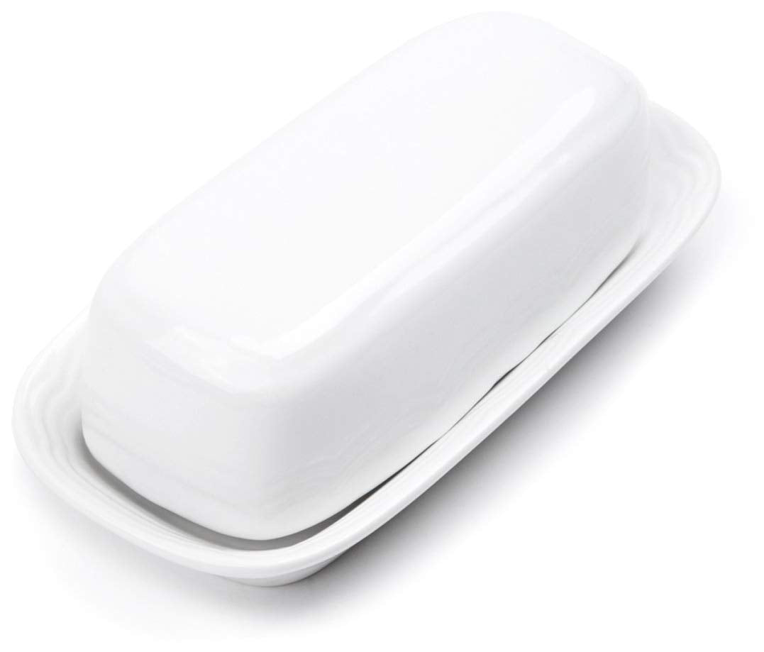 Fox Run Butter Dish, White Stoneware