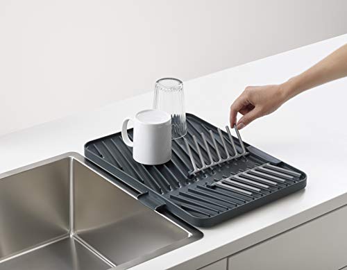 Joseph Joseph Flip-Up Drain Board With Foldable Dish Rack, One-Size, Gray