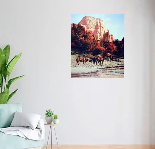 Western Cowboy Horses Bruce Cheever Mountain Wall Decor Art Print Poster (16x20)