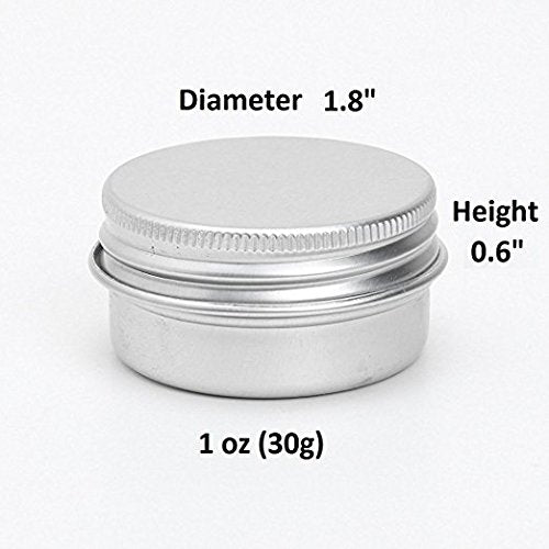 Ctkcom 1-Ounce Metal Tins Screw Top Flat Aluminum Silver Slide Round Tin Containers For Lip Balm,Crafts,Cosmetic,Candles,Travel