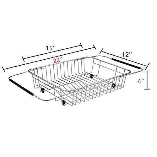 Slideep Expandable Dish Drying Rack, Stainless Steel Over The Sink Dish Rack, In Sink Or On Counter Dish Drainer With Stainless