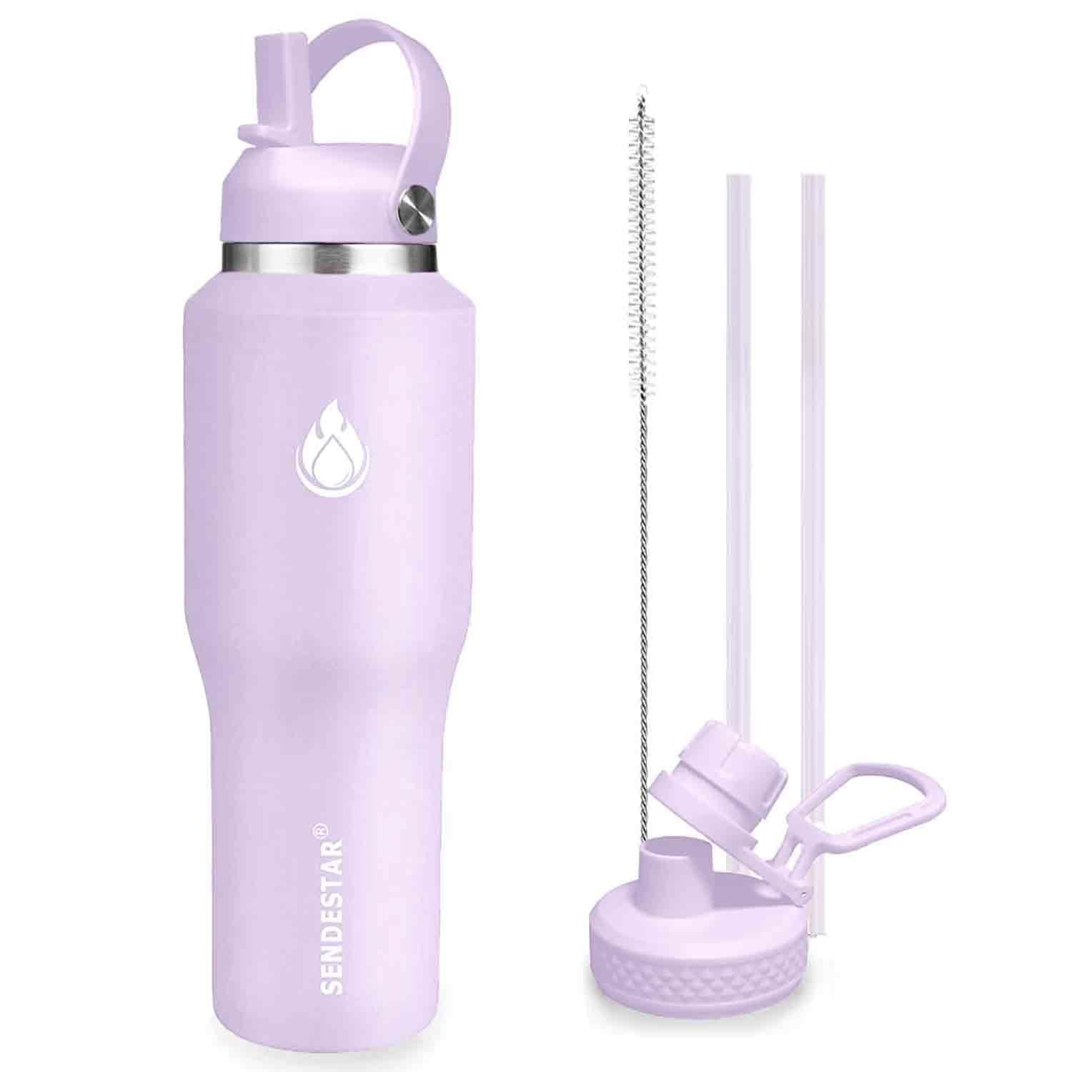 SENDESTAR 40oz Water Bottle Wide Mouth Stainless Steel Vacuum Insulated Double Wall with Straw Lids Fit in Any Car Cup Holder