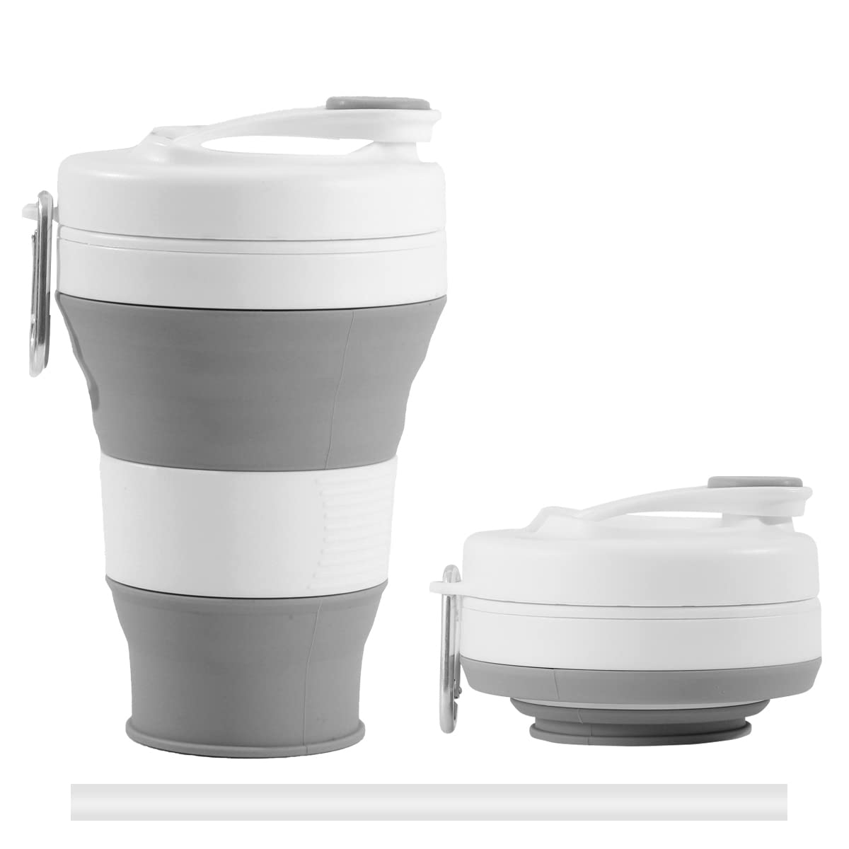 YEEWORIG 600 ml Collapsible Travel Cup with Lid & Straw, 20.3 oz Foldable Coffee Mug, LeakProof Portable Camping Cup/Silicone W