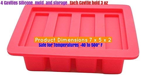 Pizety Large Silicone Butter Molds With 4 Cavities Silicone Butter Mold Maker, Pudding And Jello Mold, Cheesecake, Bar, Candy, C