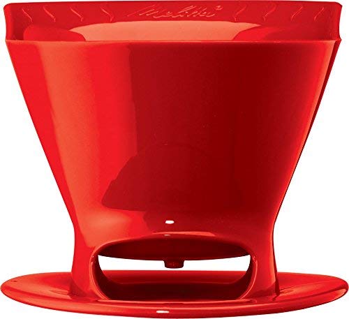 Melitta 640820 Ready Set Joe Filter Cone Pourover Cone Manual Brewer, One Cup Brewer, Red