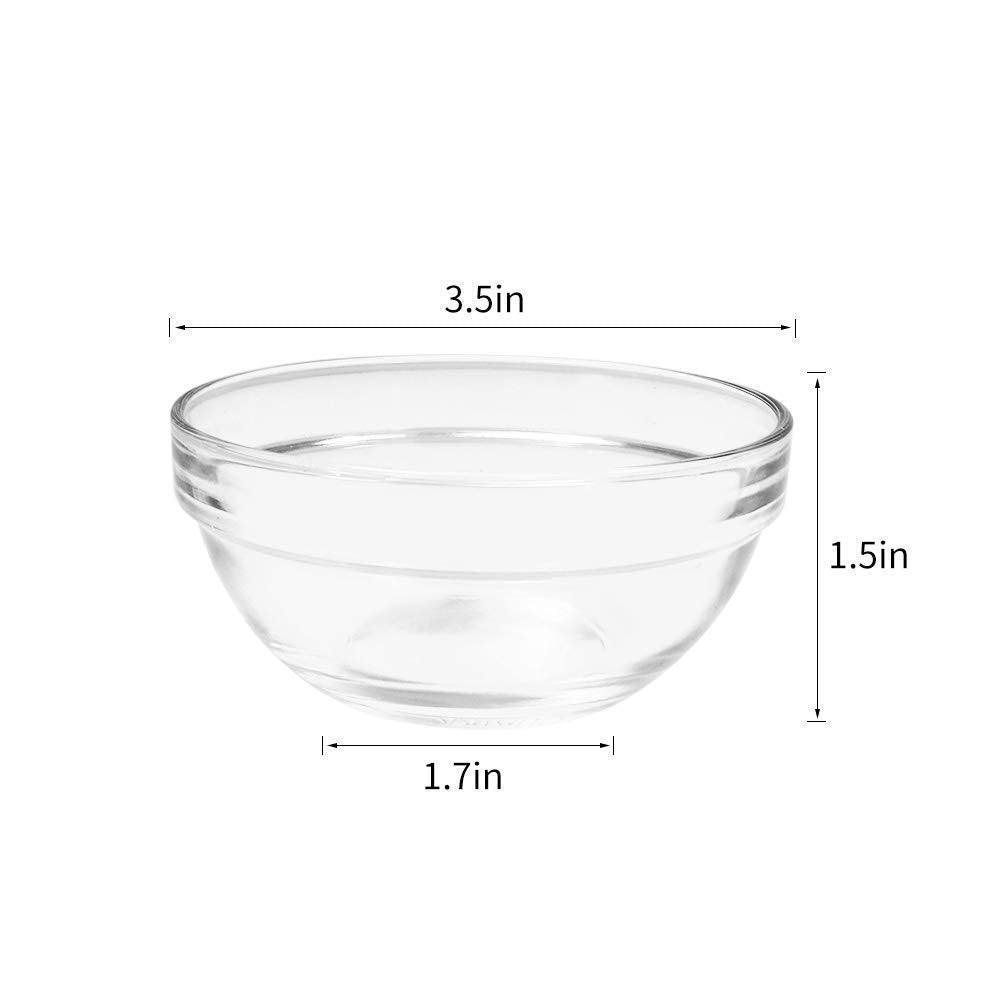 Szuah 3.5 Inch Small Glass Bowls 12 Pack Prep Bowls Serving Bowls 4.5 Oz Microwavable Stackable Clear Glass Bowls For Kitchen, D