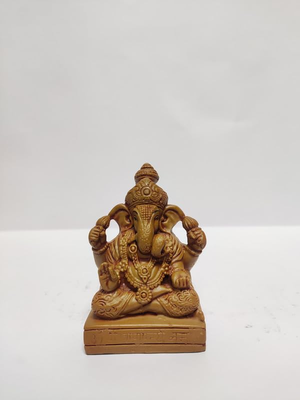Pratima Wooden Finish Dagduseth Polyresin Ganesh Idol|Vinayaka Statue|Ganpati Murti|Ganesha Idol For Home Decor|Ganesh Idol For