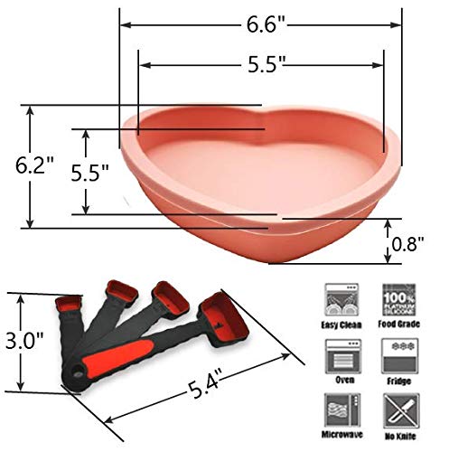 Murlniy Pokali 4Pcs 6In Silicone Heart Shaped Rainbow Cake Baking Pans, Heart Cake Layer Pan Set, Non-Stick Silicone Cake Bakewa