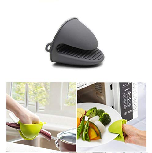 PAIDASHU Silicone Oven Gloves - Heat Resistant Mini Mitts for Baking, Cooking, BBQ Grilling - Gray - 3.74in x 3.34in