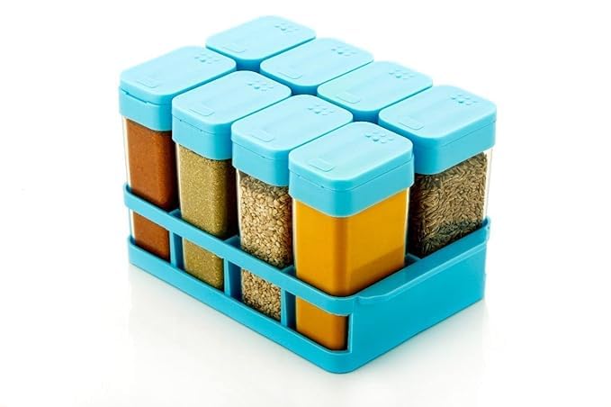 Vaghasiya Multipurpose 8 Pcs Spice Rack Kitchen Storage Organizer Masala Box Containers Set, Masala Condiment Spice Rack Set Fo