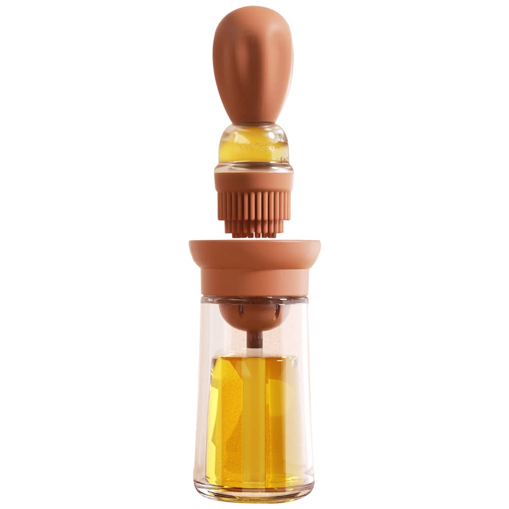TINMIX Oil Dispenser with Brush - Glass Olive Oil Dispenser for Kitchen, 2 IN 1 Oil Dispenser Bottle with Silicone Basting Brush