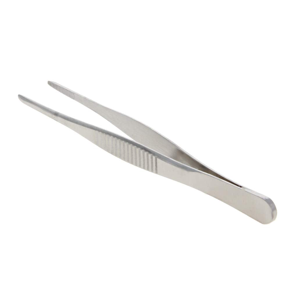 Utoolmart 125Mm Stainless Steel Straight Blunt Tweezers Serrated Tip Garden Kitchen Tool 1Pcs