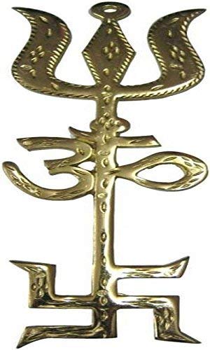 Ripe India Om And Trishul Brass Home Decor And Puja Wall Hanging Decoration And Gifting