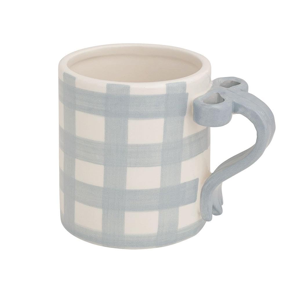 Mud Pie Ceramic Gingham Bow Handle Mug