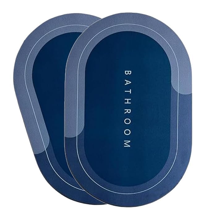 CHALMANI Bathroom Mats Anti Slip Quick Dry Soft Water Absorbing | Oval AntiSkid NonSlip Rubber Doormat for Home, Kitchen & Was