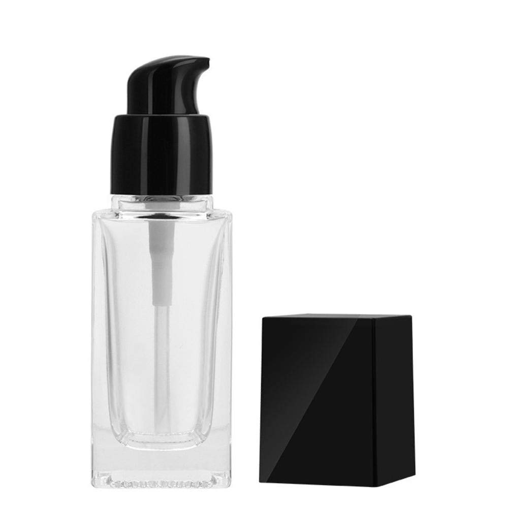 2 Pack 30Ml/1 Oz Clear Glass Foundation Bottle,Empty Refillable Square Lotion Bottle With Press Pump For Lotion Liquid Body Crea