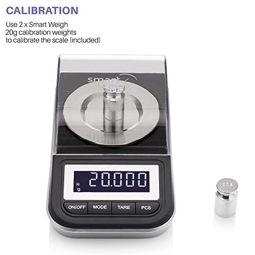 Smart Weigh 50G X 0001 Grams, Premium High Precision Digital Milligram Scale, Includes Tweezers, Calibration Weights,Three Weigh