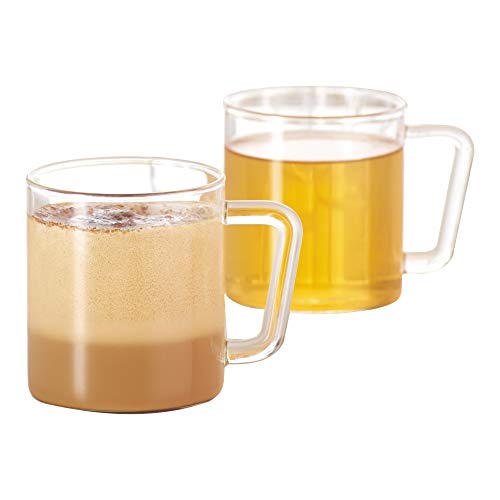 Borosil 4 Pc Set Of Classic Delite Tea/Coffee 305 Ml Mug Set | Borosilicate Glass Cup Set For Chai, Green Tea, Coffee, Milk | Mi
