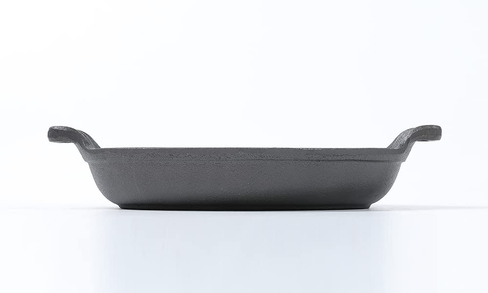 HAWOK Cast Iron Oval Serving Dish with Handles - Black - Durable Casserole and Baking Dish