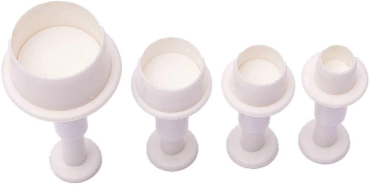 Arestech A Set Of 4Pcs Round Circle Cake Biscuit Cookies Mold Cutter Plunger Fondant Sugarcraft Icing Decorating