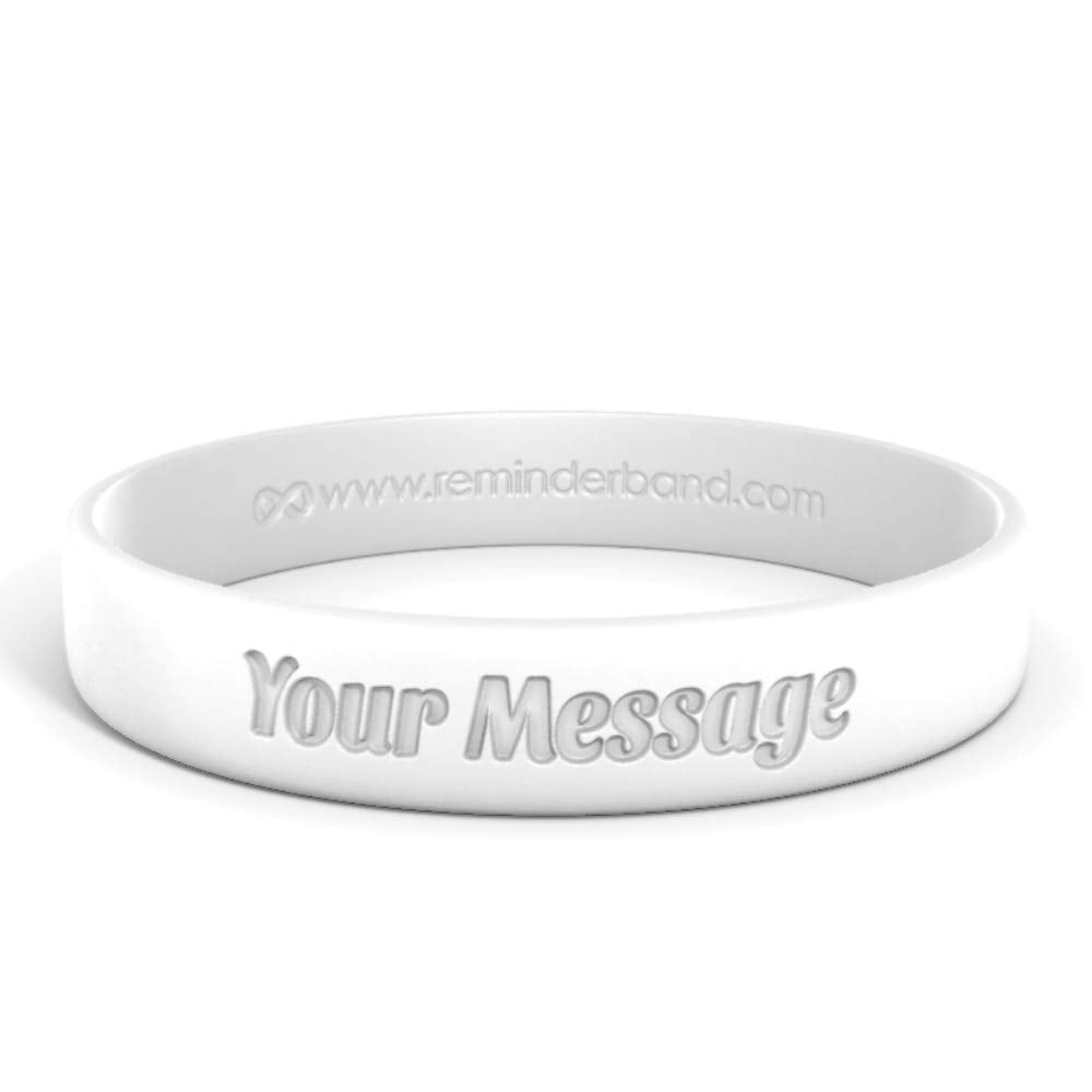Reminderband Classic Custom 100 Silicone Wristband - Personalized Silicone Rubber Bracelet - Customized For Events, Gifts, Suppo