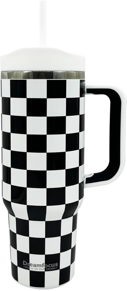 Dreamfocus 40 oz Stainless Steel Vacuum Insulated Tumbler with Handle and Straw, Upgraded Lid Automatic Rebound, Water Bottle Cu