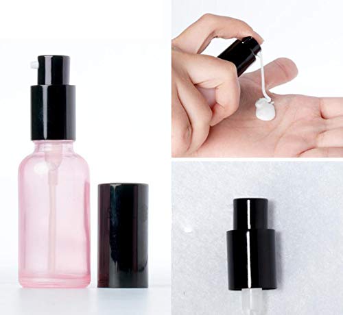 2Pcs 1Oz 30Ml Bpa Free Pink Glass Empty Portable Pump Lotion Bottles Press Jars Pot Container For Makeup Skin Care Foundations C