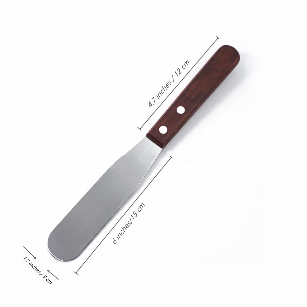 2-Pack 6'' Stainless Steel Cake Spatula, Cake Decorating Spatula With Wooden Handle For Spreading Cheese, Cheese
