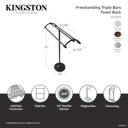 Kingston Brass SCC2278 Pedestal Round Plate Towel Rack  Brushed Nickel